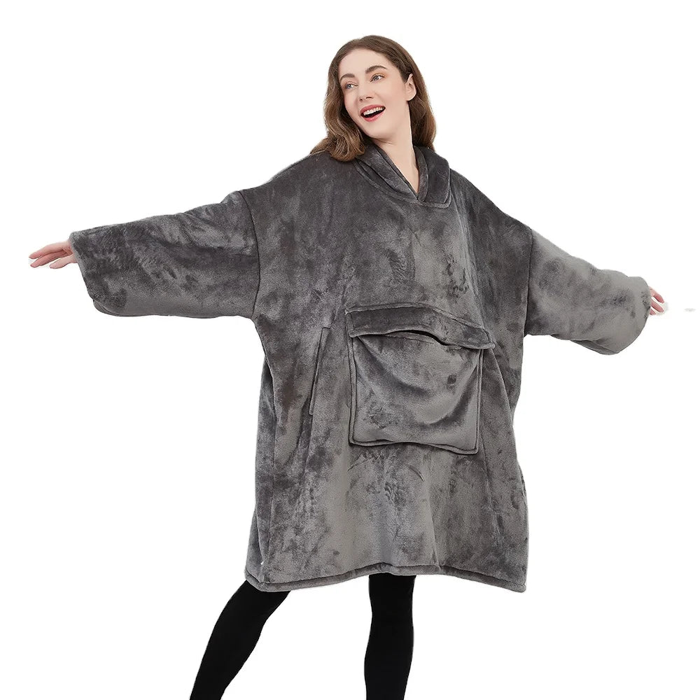 Custom Printing Hoodie Warm Sweatshirt Blanket Hoodie Plush Fleece Sherpa Sleeves Super Soft Hoodie Blanket