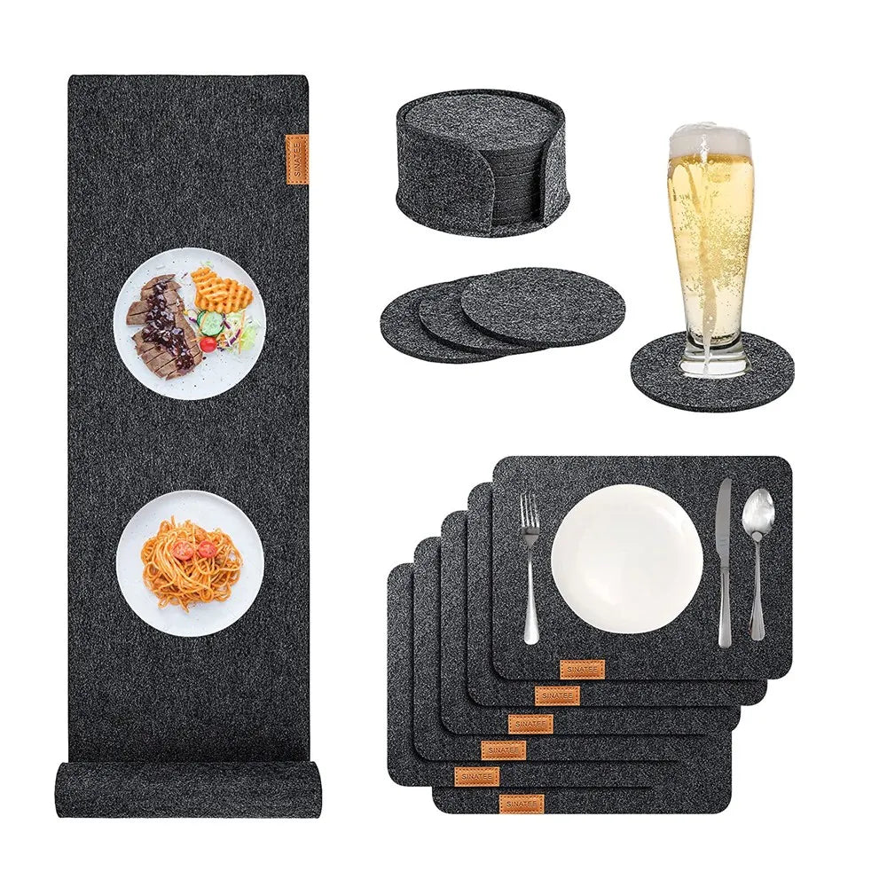 Heat and Stain Resistant Dining Table Mats Felt Placemats Set Non Slip Place Mats Felt Coasters for Kitchen Table
