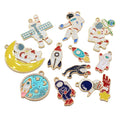 100Pcs Cute Star Planet Rocket Enamel Charms Exquisite Blue Pendant for Jewelry Making DIY Bracelet Earrings Necklace Girls Gift
