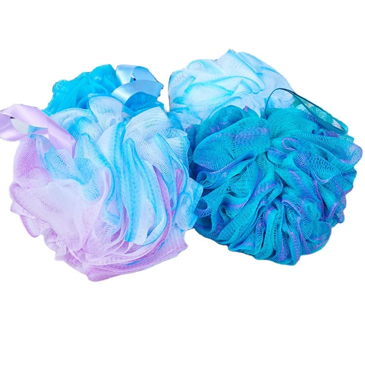 New Hot Sale 75g Natural  Eco Friendly Super Soft Exfoliating Assorted Colors Bath Loofah Ball Sponge Flower