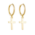 Aretes Por Mayor Fashion Hip Hop Punk Style S925 Sterling Silver Gold Plated Personality Cross Charm Hoop Earrings for Women Men