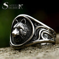 SS8-859R Steel Soldier Factory Direct Sale Men Stainless Steel Ring Cool Style Viking Wolf Animal Ring Coyote Ring