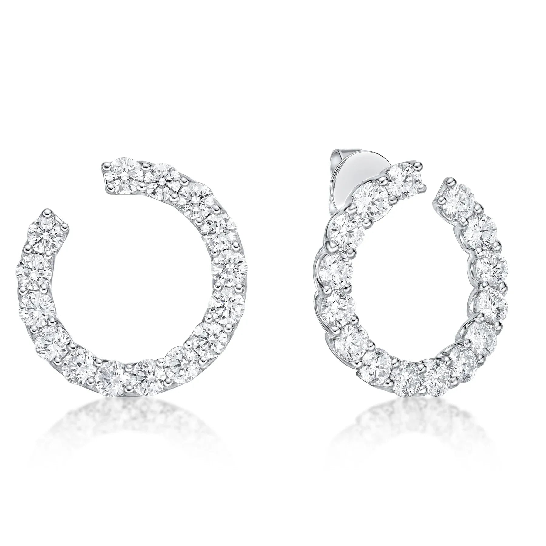 Classic Rhodium Plated Hot Sales New Design Circle Shape Micron Pave White CZ Wedding 925 Sterling Silver Stud Earrings