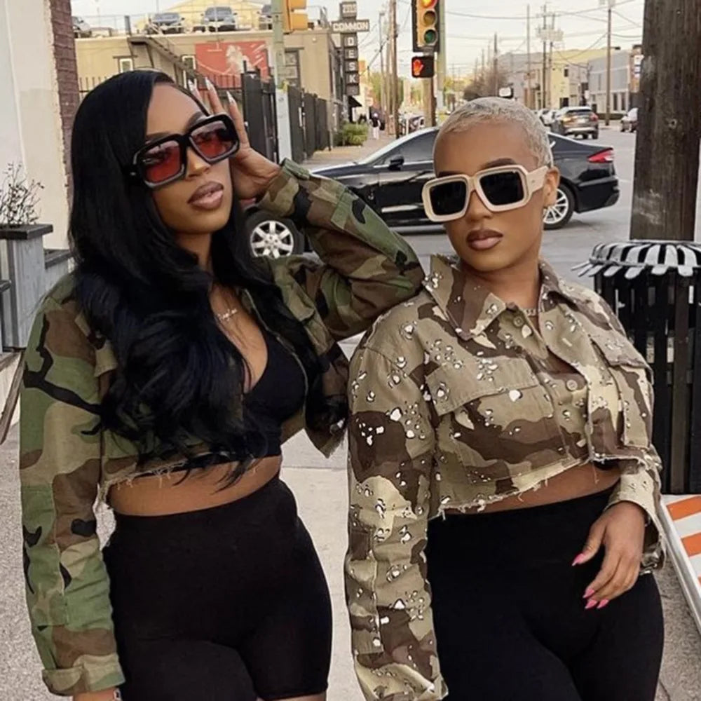 Women Camouflage Jackets Long Sleeve Fashion Cropped Coat Jackets Wholesale Ladies Street Wear Spring Fall Clothing