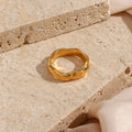 18K Gold Plated Stainless Steel Finger Geometric Wave Ring  Statement Jewelry Rings Minimalist Vertical Stripes Chunky Ring
