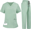 Ultra Soft Women's Surgical Scrubs Set Quick-Drying Nurse Work Uniforms with Stretch Top and Pants Woven Fabric for Doctors