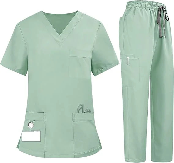 Ultra Soft Women's Surgical Scrubs Set Quick-Drying Nurse Work Uniforms with Stretch Top and Pants Woven Fabric for Doctors