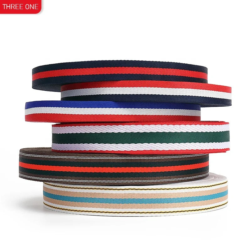 Factory Direct 100% Polyester Jacquard Webbing Stripe Backpack Shoulder Strap and Clothing Accessories Ribbon