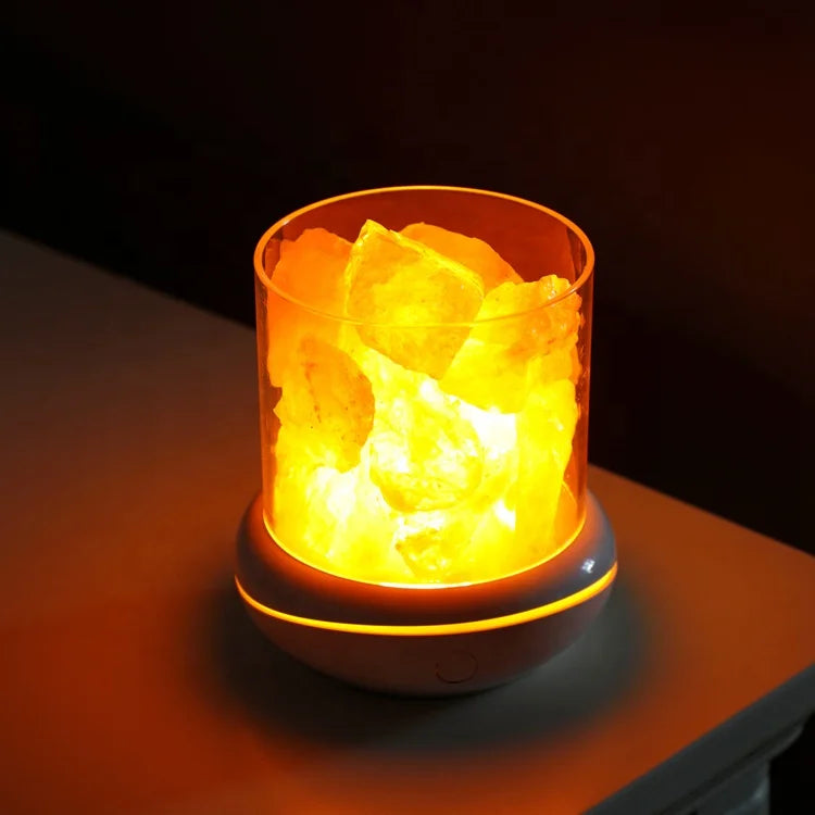 Innovative LED Crystal Himalayan Salt Lamp Diffuser Portable Home Essential Oil Aroma Diffuser Waterless Plastic Material USB