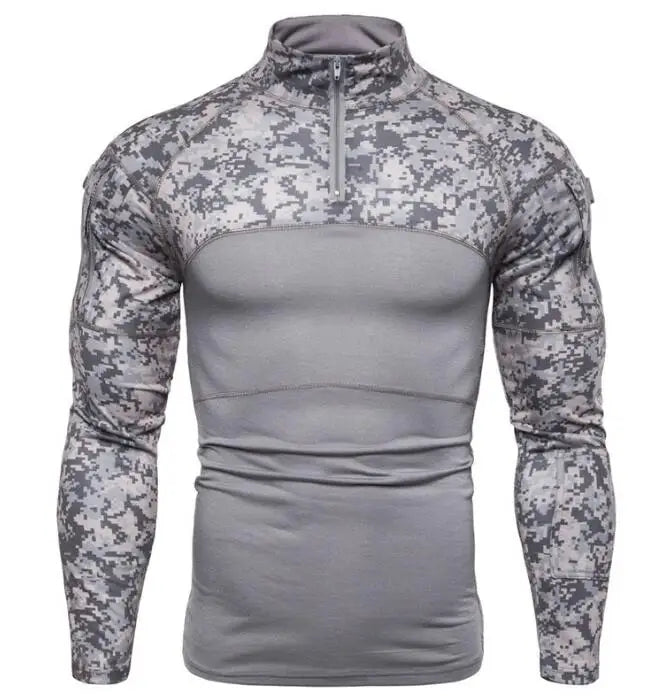 Custom Outdoor Quick Drying Camo Long Sleeves Mens Tactical T-Shirt Sport Casual Shirt Size 3XL