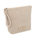 Natural Bowl Shape Cotton Jute Canvas Makeup Skin Care Toiletry Bag with Cotton Rope Wrist Strip Logo Custom Professional Gift