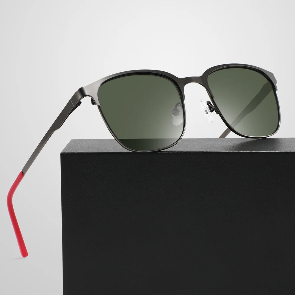 New Vintage square Shade Metal Thin Frame Sunglasses for Women Men Uv 400 Lens Outdoor Blue Sunglasses