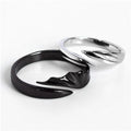 A Pair of Opening Finger Rings with Sleek Black and White Wing Design Trendy Devil and Angel Couple Rings for Men and Women