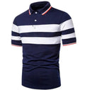 Men Summer Stripe Polo Shirt Short Sleeve T-shirt Lapel Collar Business Youth Popular Male Tops Casual T-shirt