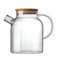 1000 ml Factory Water Pitcher Glass Jug Teapot with Bamboo Lid with Heater Stand