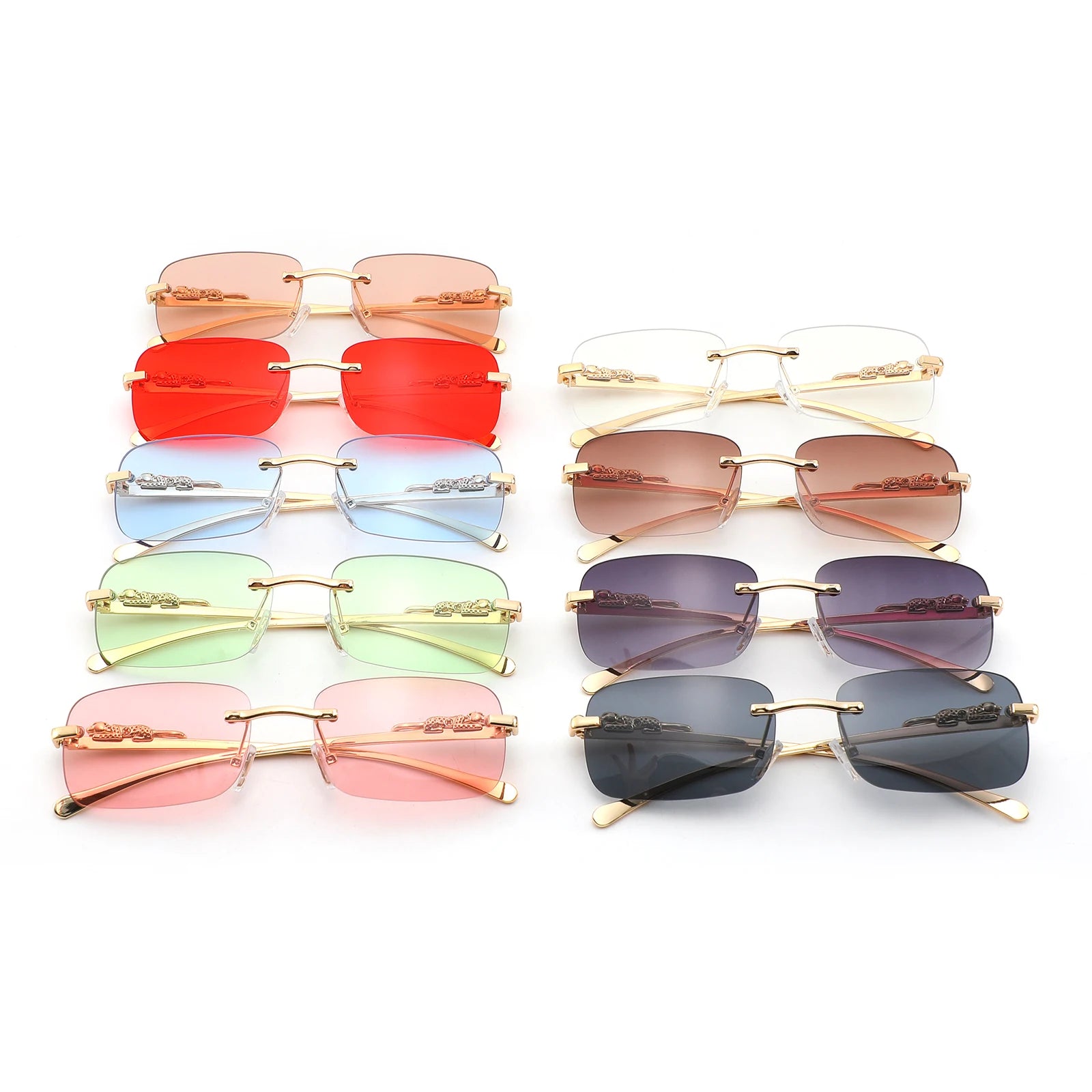 Frameless Sunglasses square Shade Colorful Sun Glasses Woman and Man Custom logo Metal Sunglasses