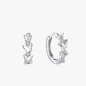 Ailmay 925 Sterling Silver Trendy Butterfly Zircon Hoop Earrings Charm Animal Ear Buckles for Women Christmas Gift Fine Jewelry