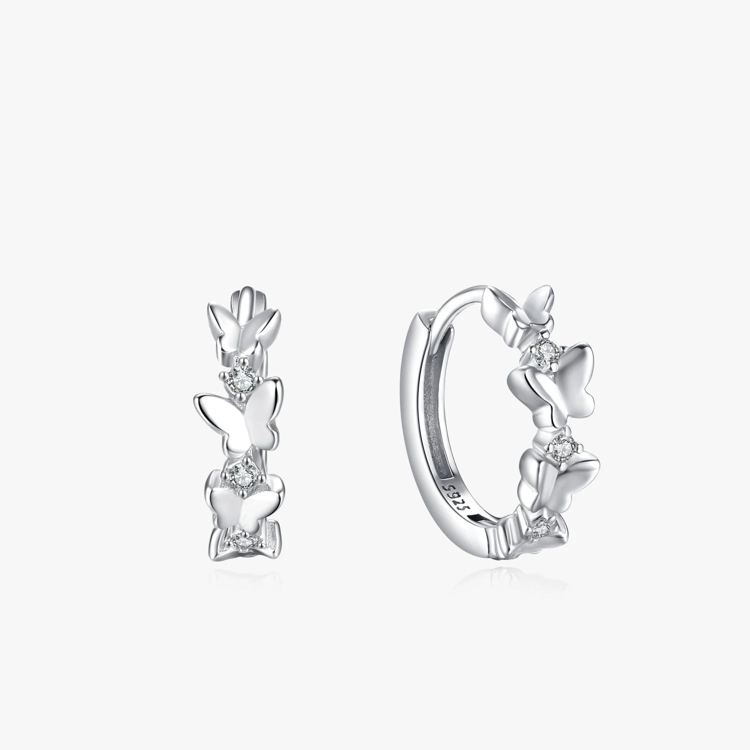 Ailmay 925 Sterling Silver Trendy Butterfly Zircon Hoop Earrings Charm Animal Ear Buckles for Women Christmas Gift Fine Jewelry