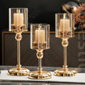 Wholesale Gold Single Crystal Candlesticks Lanterns Candle Jars Candle Holders for Wedding Christmas Easter Centerpiece-Heat