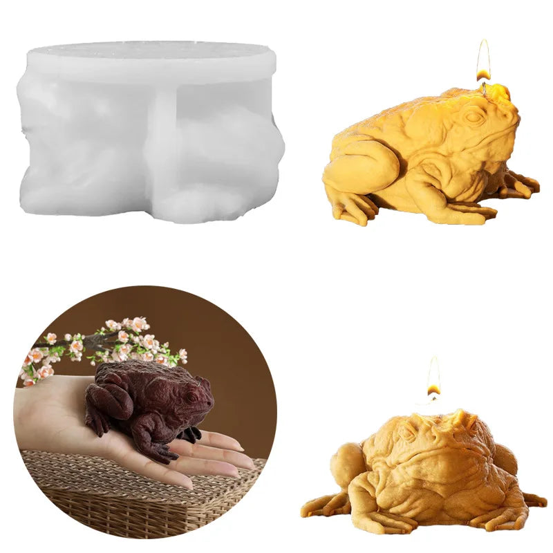Emulation Molde De Silicone Para Vela Toad Candle Moulds for Candle Making DIY 3D Animal Silicone Mold for Gypsum Plaster Candle