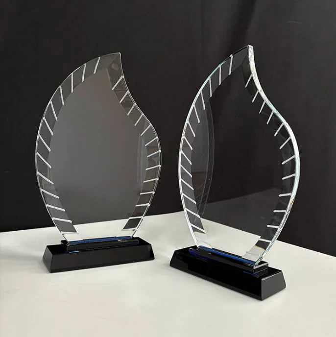 New Arrival Personalized Blank Tower Shape Crystal Plaque Award Plaque With Black Base