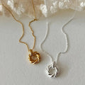 18K Gold Plated Twisted Rope Circle Pendant Necklace Fashion 925 Sterling Silver Geometric Round Circle Necklace