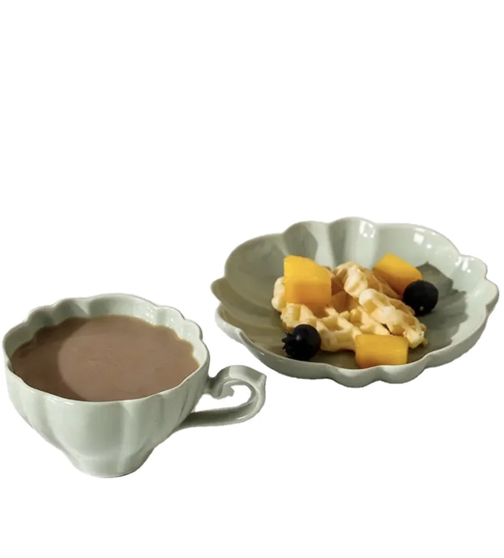 Retro Style Coffee Ceramic Cup and Saucer Afternoon Tea Porcelain Cup  Nordic Creative Mug