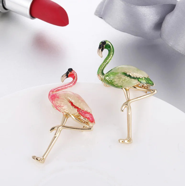 Cute Enamel Flamingo Brooches Unisex Women and Men Brooch Pin Bird Animal Brooches Fashion Dress Coat Accessories
