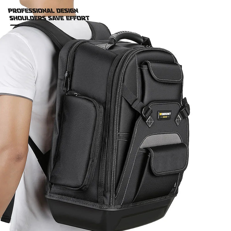 Tool Backpack Padded Back Sturdy and Durable Canvas Thickened and Wear-resistant Electrician Specific Tool Backpack Bag