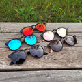 Trendy Round Frame Polarized Sunglasses Small Size Eyewear Fashionable Custom logo Sunglasses with Wood Temple