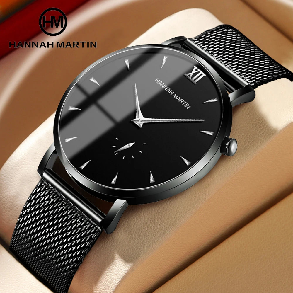 Hannah Martin Watch Manufacturer Customizable Leather Straps Minimalist Quartz Watch for Men Wholesale Business Wrist Watch Male