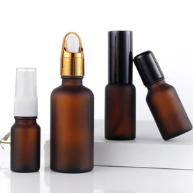 Factory Direct Sale Frosted Amber Brown Cosmetic Packaging 50ml 100ml Hair Oil Spray Essential Oil Glass Bottle