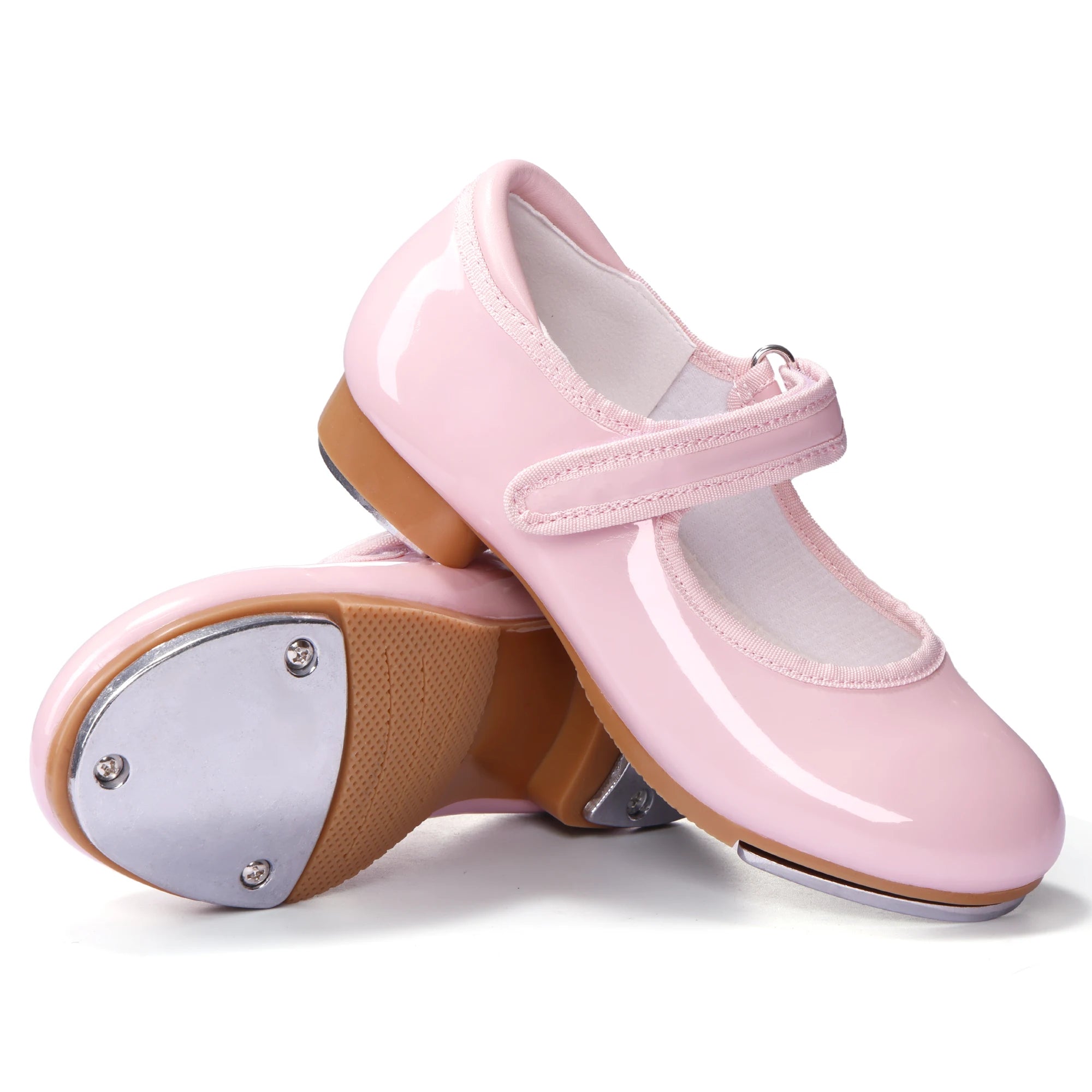 US in Stock Wholesale PU Patent Leather Easy Strap Tan Tap Shoe Dance Shoes PU Shiny Tap Dancing Shoes for Women and Men