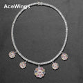 BC116  4mm 16" 18"  5 Sunflower Charms Brass Setting Zircon Tennis Chain Necklace Iced Out Cubic Zircon Bling Bling