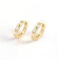 YHE0170 925 Sterling Silver Small Hoop Earrings Square Rectangle Cubic Zirconia Gold for Weddings Parties Gifts for Women Girls