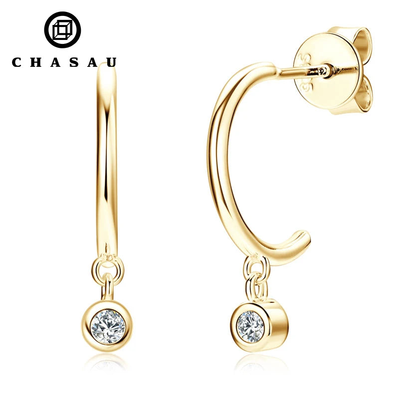 Wholesale Cheap Minimalist-Style Sterling Silver 925 Round Cut 2mm 0.03ct D Color VVS1 GRA Certificate Moissanite Cuff Earrings
