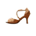 New Arrival Professional Latin Dance Shoes for Women 7cm Heel Brown Satin for Salsa and Ballroom Dancing
