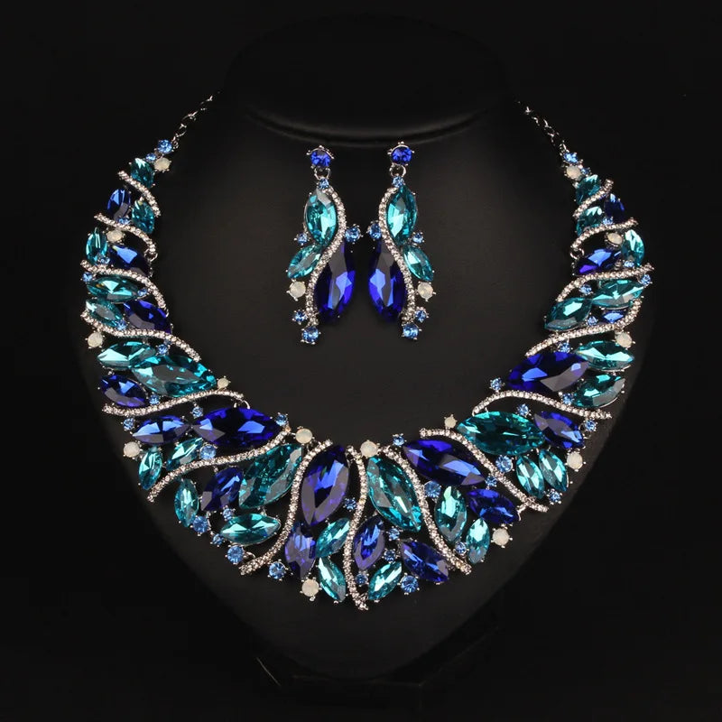 Jewelry Set for Women Statement Necklace Dangle Earrings Set Jewelry Set With Rhinestone