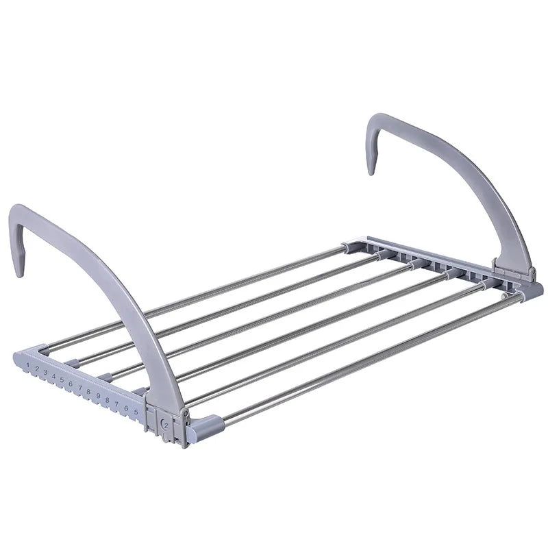 Folding Balcony Shoe Rack Stainless Steel Folding Clothes Hanger Windowsill Foldable Drying Rack for Clothes