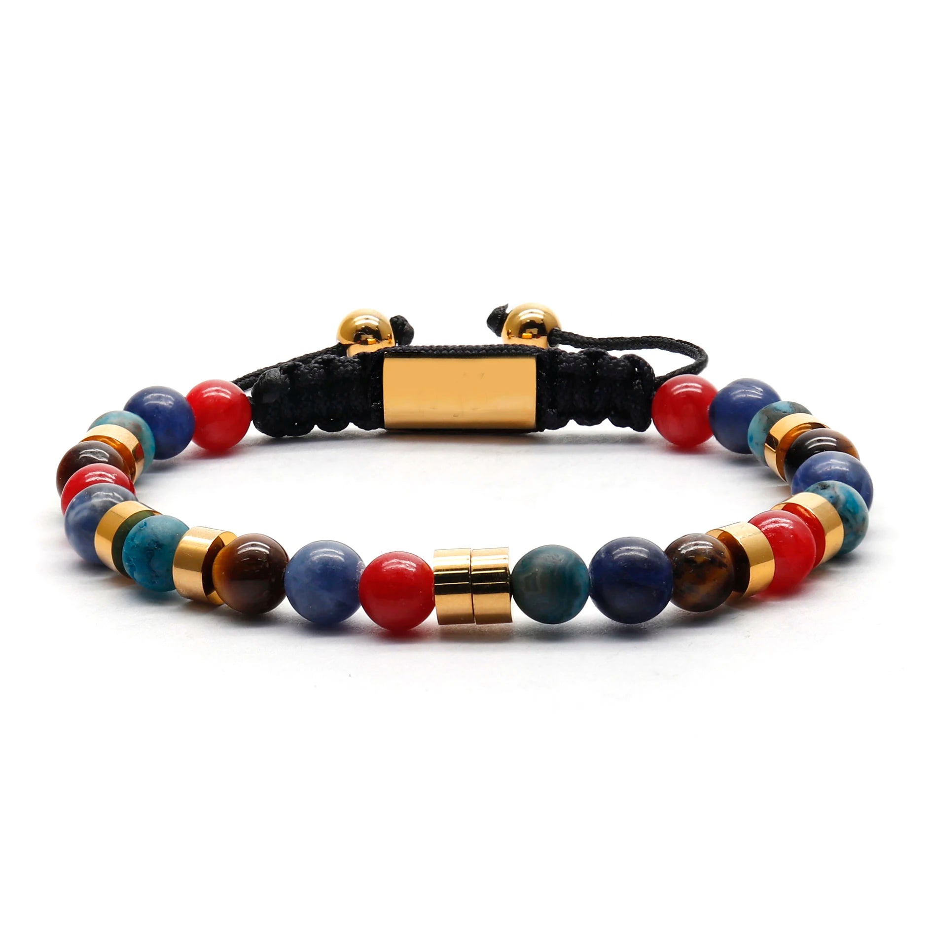 Men's 6mm Stainless Steel Skull Cross Beads Bracelet White Black Matt Agate Tiger Eye Stone Beads Trendy Christian Charm Stretch