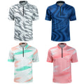 New Summer Quick Dry 1/4 Zip Collar Golf Shirt Quarter Zipper Breathable Short Sleeve Camo Printed Polo T-shirts for Men ODM OEM