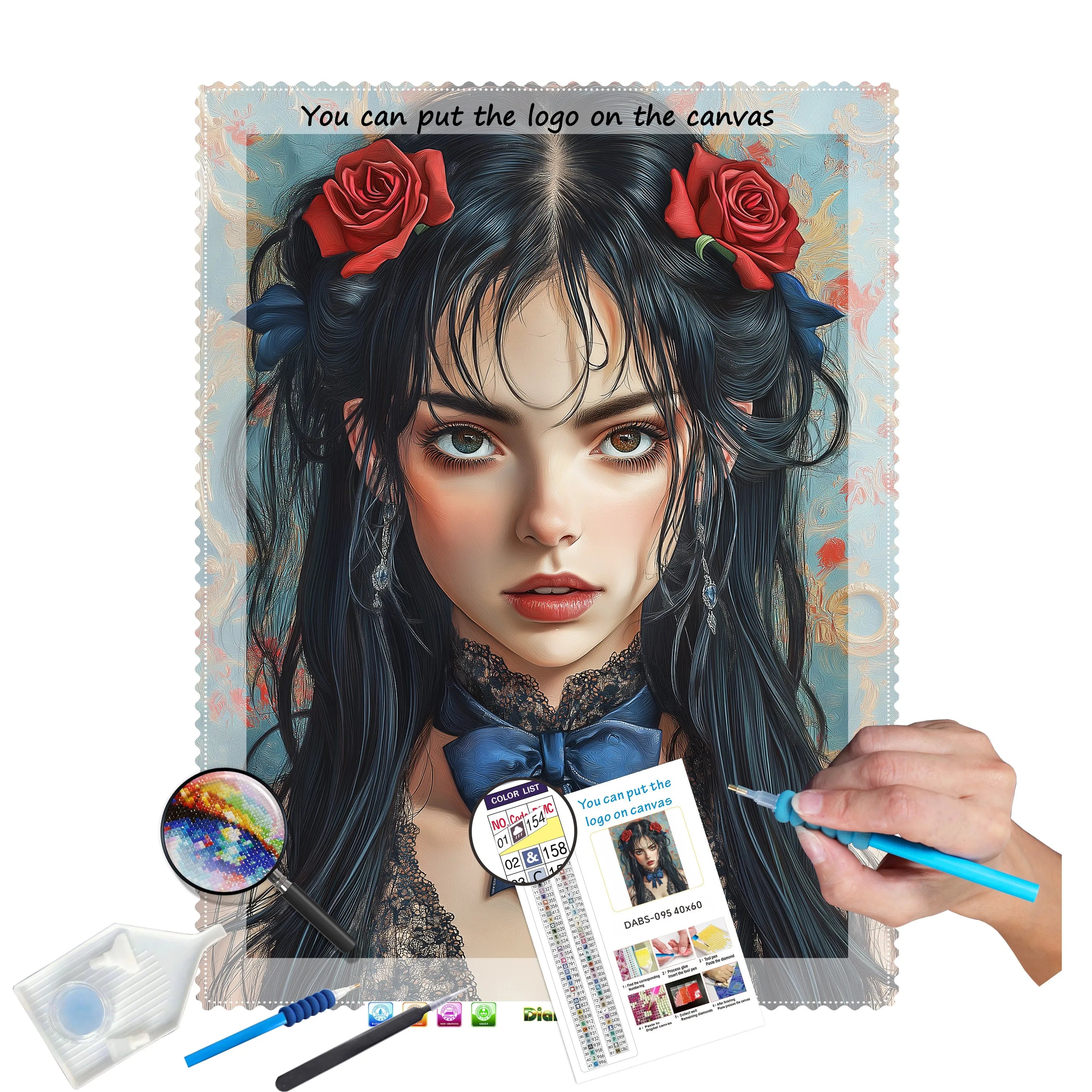 N-2207 Custom 30x40cm Diamond Art Painting Set Round/Square Drills on 30x40cm Portrait Subject Rose Girl Diamond Painting