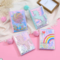 Student A5 Promotional Use Notebook Creative Lollipop Glitter Design Cartoon Heart Printed Style PVC Cover Thermal Binding 80