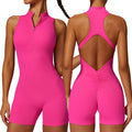 Women's Custom Logo Tummy Control Workout Sports Bodysuit & Jumpsuit One-Piece Yoga Romper Short Jumpsuit
