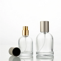 Fine Mist Empty 30ml 50ml 100ml Glass Crimp Top Clear Screen Printed Fragrance Perfume Spray Bottle with Silver Cover Carton