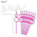 Bachelorette Party Decorations Straws Bridal Shower Supplies - White Large Bride + Pink Diamond Ring Straws Set 11 Pieces  SC056