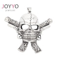 Hip Hop Biker Jewelry Punk Style Stainless Steel Double Gun Skull Necklace Pirate Pendant for Men