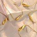 Newest 18k Gold Plated Non Tarnish Stainless Steel Twist Hollow Tube Charm Snake Chain Matching Necklace