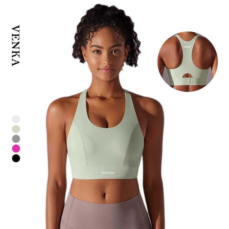 Wholesale High Quality Customized Shock Absorbing Sports Bra Nylon Fitness Yoga Wear Gym Workout Adjustable Yoga Bra for Women