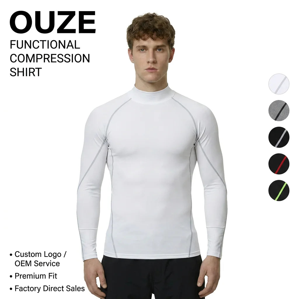 150Grams T-shirt Men Stand Collar Fitness Long Sleeve Tee Sports Clothes Elastic Quick Drying Running Shirt
